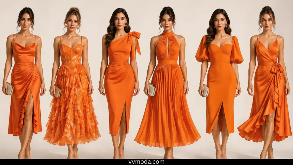 6 Orange Midi Dress Styling Ideas for a Chic Event That Will Make You Stand Out